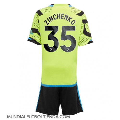 Camiseta Arsenal Oleksandr Zinchenko #35 Segunda Equipación Replica 2023-24 para niños mangas cortas (+ Pantalones cortos)